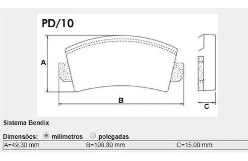 Pastilha Freio Bananinha Fiat 147 Sistema Bendix Pd10 Fras-le - Imagem 3
