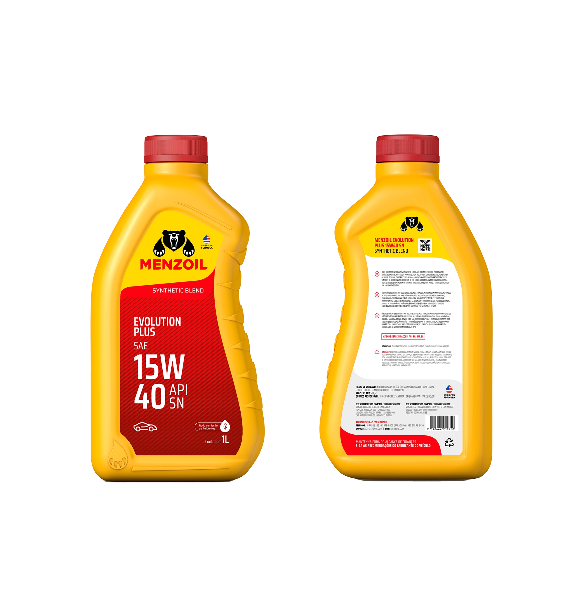 Óleo Motor Menzoil Evo Plus 15w40 Api Sn Semissintético 1lt - Imagem 2