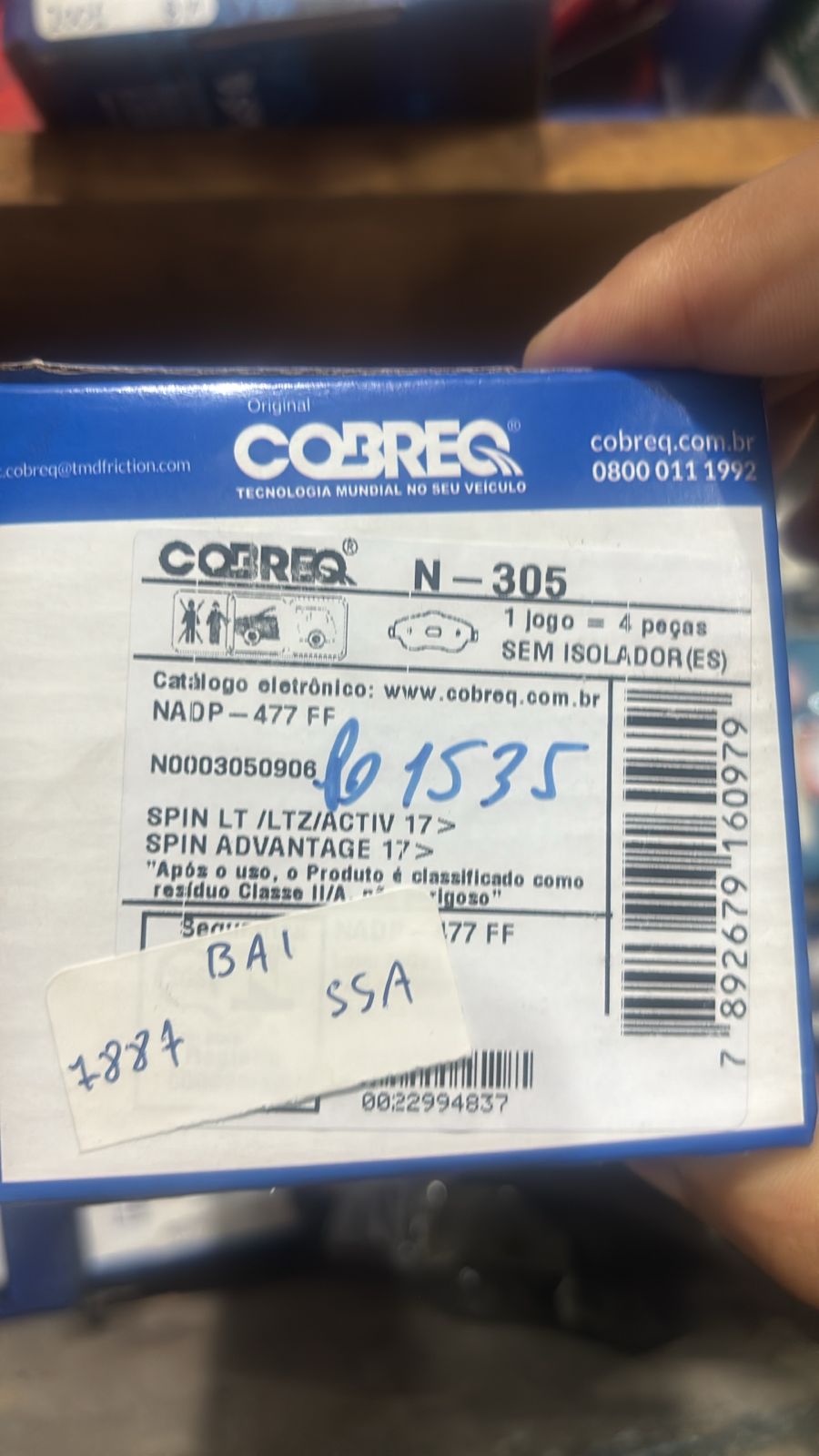 Pastilha de Freio Dianteira CHEVROLET - GM SPIN - COBREQ N305 - Imagem 3